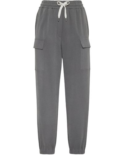 Brunello Cucinelli French Terry Cargo Sweatpants - Gray