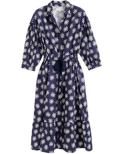 Chinti & Parker Cotton Ditsy Floral Midi Dress - Blue