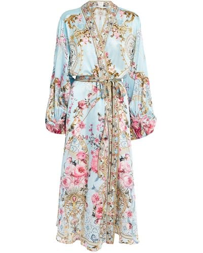 Camilla Cam Cover Up Maxi Kimono Puf Slv Silk - White