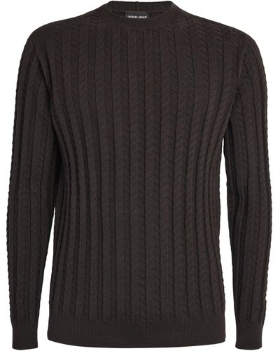 Giorgio Armani Cotton-cashmere-silk Sweater - Black