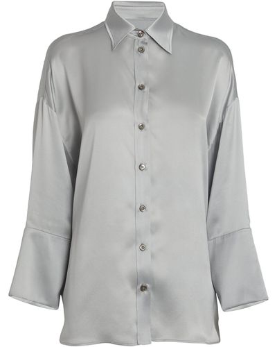 Eleventy Silk Long-sleeve Shirt - Gray