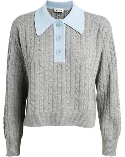 Sandro Cable-knit Cropped Sweater - Gray