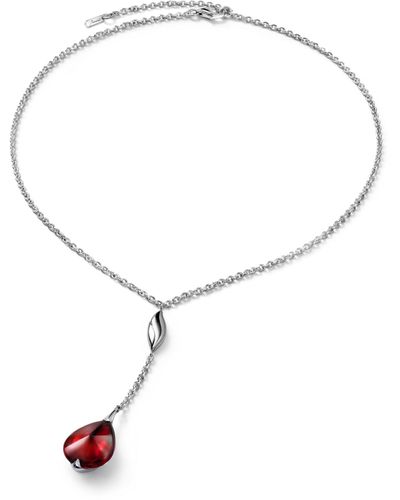 Baccarat Sterling Silver Fleurs De Psydelic Iridescent Red Drop Necklace - Metallic