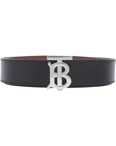 Burberry Reversible Tb Monogram Belt - Black