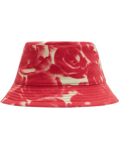 Burberry Rose Print Bucket Hat - Red