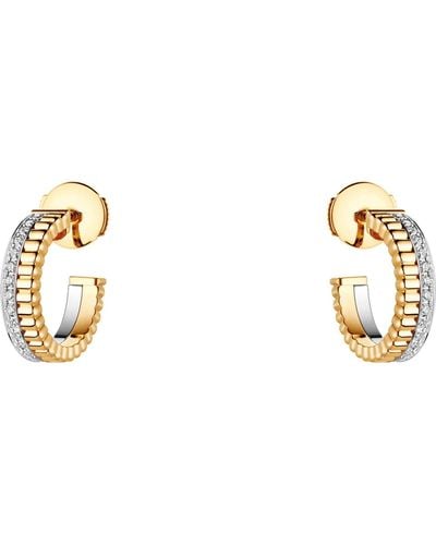 Boucheron Mixed Gold And Diamond Quatre Hoop Earrings - Metallic