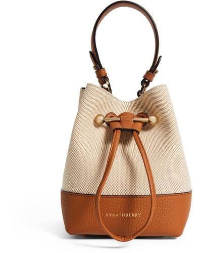 Strathberry Canvas-leather Osette Cross-body Bag - Natural