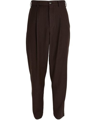 Giorgio Armani Wool Single-darted Trousers - Brown