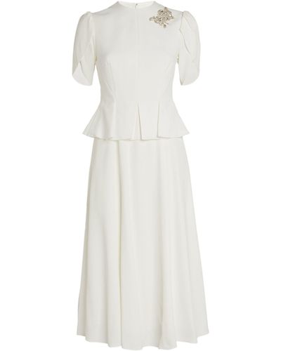 Erdem Embellished Peplum Midi Dress - White