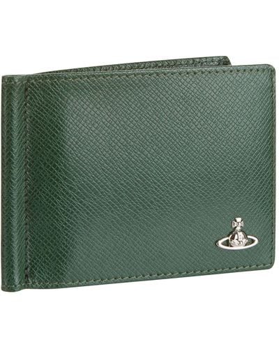 Vivienne Westwood Leather Wallet With Money Clip - Green