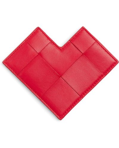 Bottega Veneta Leather Cassette Heart Card Holder - Red