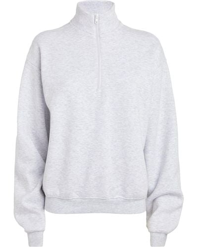 Skims Cotton-blend Half-zip Sweatshirt - White