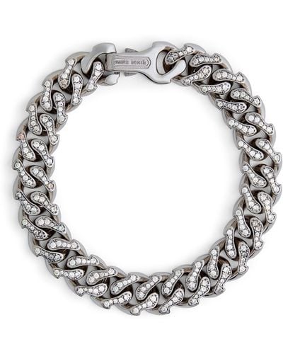 Emanuele Bicocchi Rhodium-plated Sterling Silver And Cubic Zirconia Chain Bracelet - Metallic