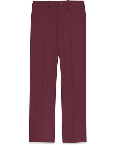 Saint Laurent Cotton Straight-leg Trousers - Purple