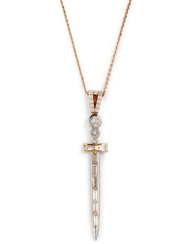 BeeGoddess Rose Gold And Diamond Sword Of Light Necklace - Metallic