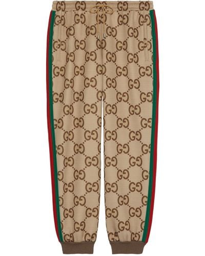 Gucci Jumbo Gg Web Stripe Sweatpants - Natural