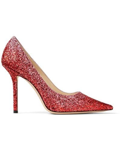 Jimmy Choo Love 85 Glitter Court Shoes - Red
