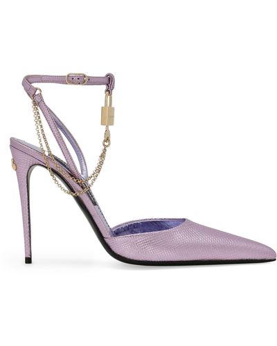 Dolce & Gabbana Karung Padlock Court Shoes - Purple