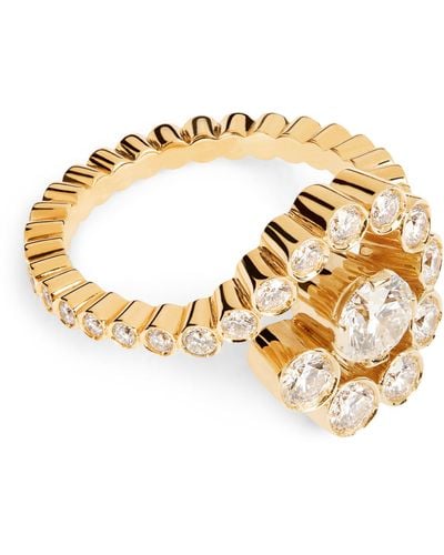 Sophie Bille Brahe Yellow Gold And Diamond Escargot Ring - Metallic