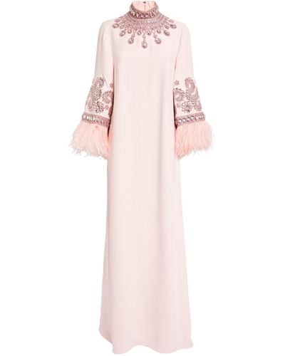 Andrew Gn Embellished Feather-trim Gown - Pink
