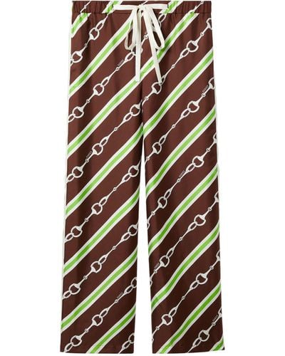 Gucci Silk Horsebit Print Trousers - Brown