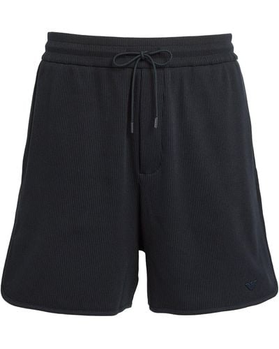 Emporio Armani Cotton-blend Ribbed Shorts - Black