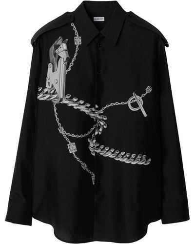Burberry Cotton Knight Hardware Shirt - Black