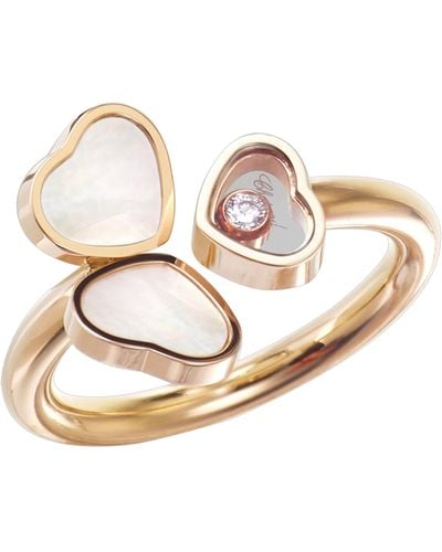 Chopard Rose Gold And Diamond Happy Hearts Ring - Metallic