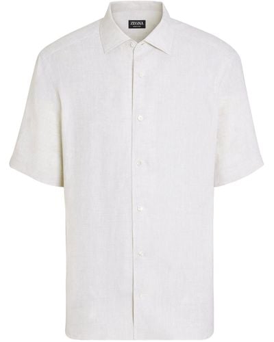 Zegna Linen Short-sleeve Shirt - White