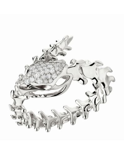 Shaun Leane Sterling Silver And Diamond Serpent's Trace Wrap Ring - Metallic