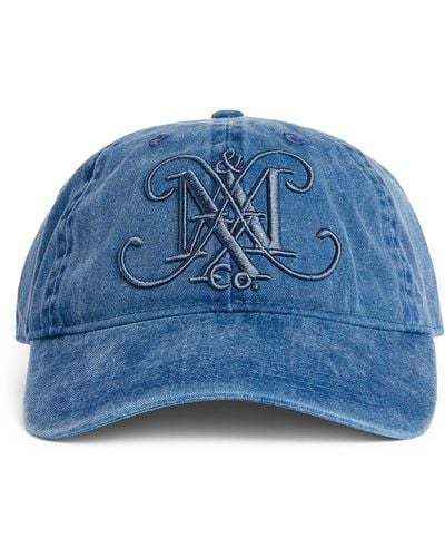 MAX&Co. Denim Embroidered Monogram Baseball Cap - Blue