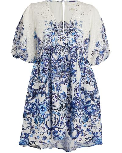 Camilla X Royal Delft Linen Mini Dress - Blue