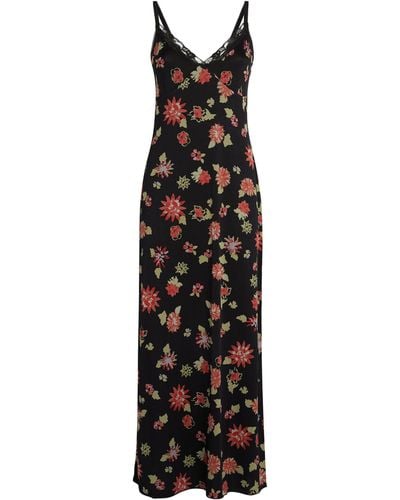 MAX&Co. Floral Print Slip Maxi Dress - Black
