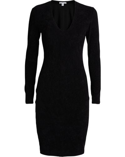 James Perse Velvet V-neck Mini Dress - Black