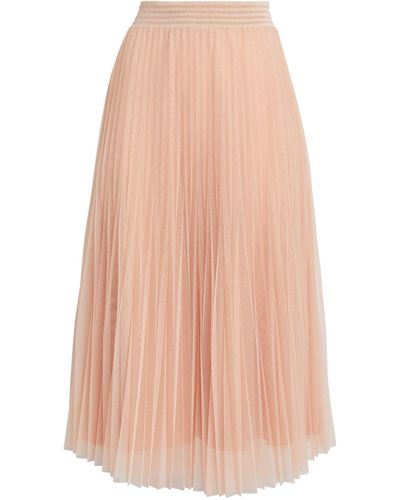 D.exterior Tulle Pleated Midi Skirt - Pink