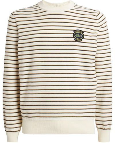 Lacoste Organic Cotton-blend Striped Sweater - Natural