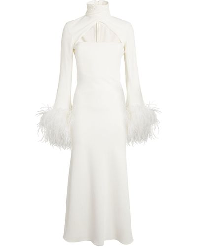 16Arlington Feather-trim Odessa Midi Dress - White
