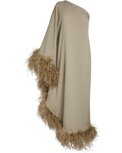 ‎Taller Marmo Feather-trim Ubud Maxi Dress - Natural