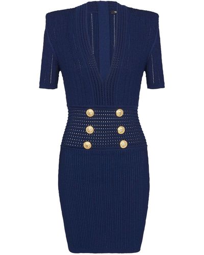 Balmain Knit Mini Dress - Blue