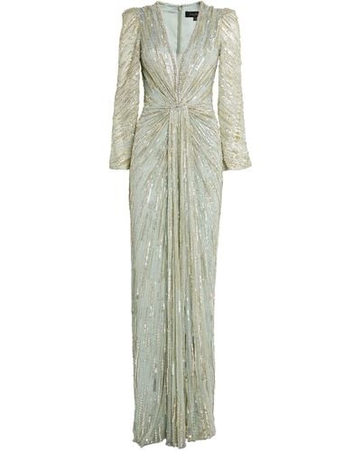 Jenny Packham Sequin-embellished Darcy Gown - Gray