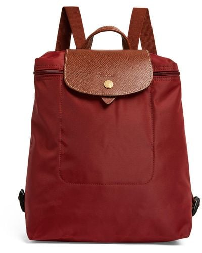 Longchamp Medium Leather-trimmed Le Pliage Original Backpack - Red