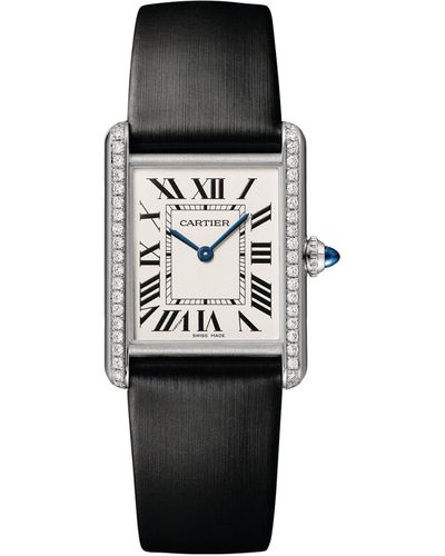 Cartier Stainless Steel And Diamond Tank Must Watch 25.5mm - Black