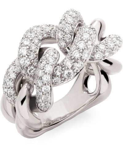 Pomellato Rhodium-plated White Gold And Diamond Catene Ring
