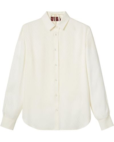 Gucci Silk Jacquard Shirt With Bra - White