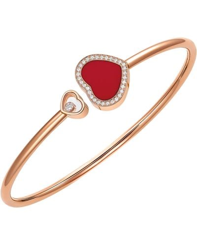 Chopard Rose Gold, Diamond And Red Stone Happy Hearts Bangle - Pink