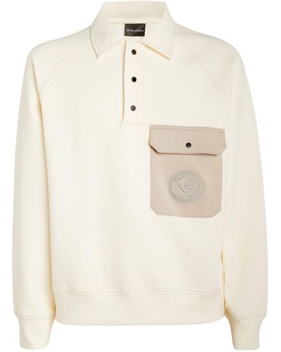 Emporio Armani Cotton-blend Pocket Polo Sweatshirt - White