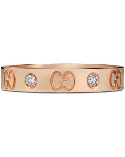 Gucci Rose Gold And Diamond Icon Ring - Natural