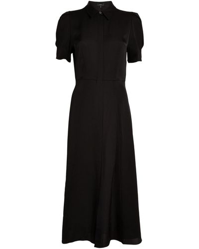 Theory Silk Polo-neck Midi Dress - Black