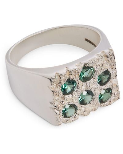 Bleue Burnham Exclusive Sterling Silver Rose Garden Signet Ring - White