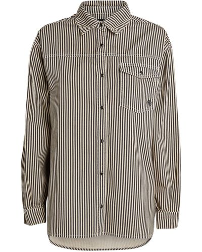Anine Bing Cotton Striped Sloan Shirt - Gray